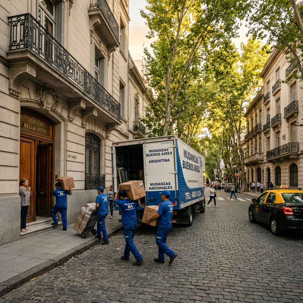 Camión de mudanzas en calle de Buenos Aires